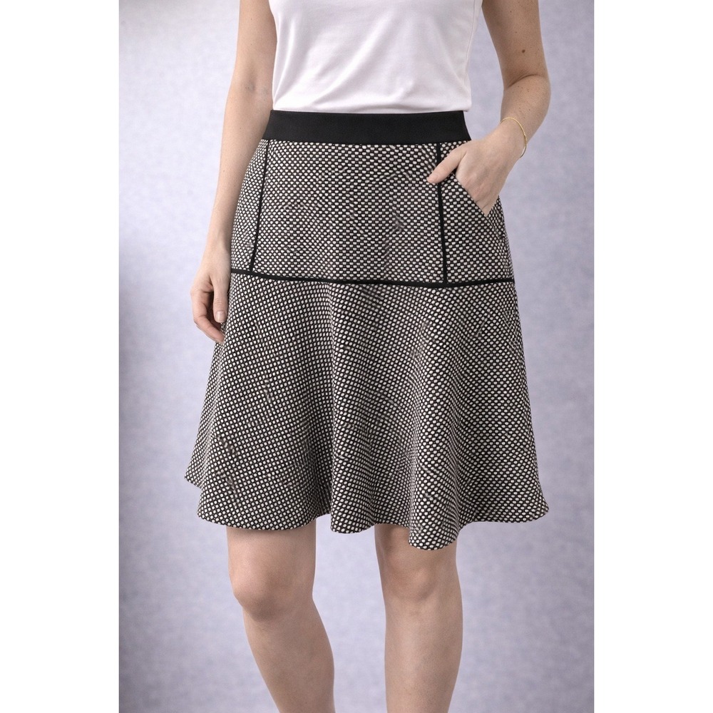 Julio A-Line Skirt Womens 4 Black White Textured Knit Mini Professional Career